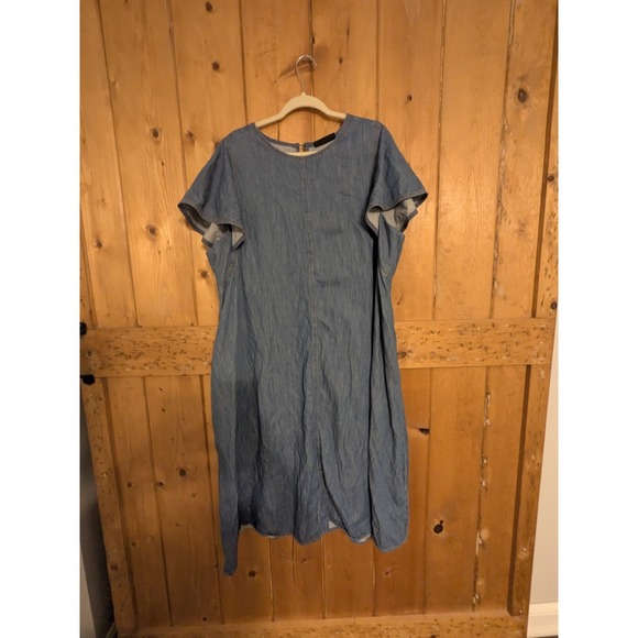 Lane Bryant Dresses & Skirts - Lane Bryant Womens Plus Size 18 Chambray Dress Cotton Flutter Sleeve Pockets
